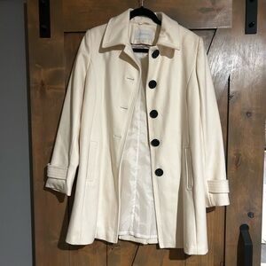 Cream Trench Coat with Black Buttons